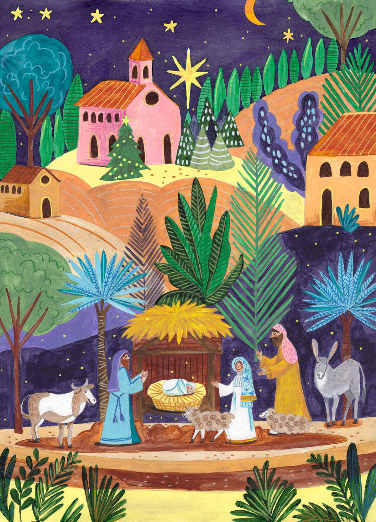 framedposter-print-nativity-scene-starry-night-christmas