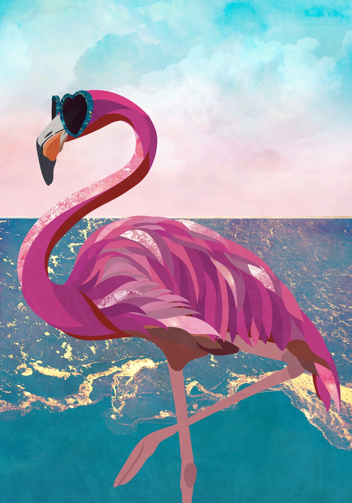 framedposter-print-flamingo-goes-to-the-beach