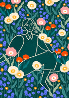 acrylic-print-line-lady-with-florals
