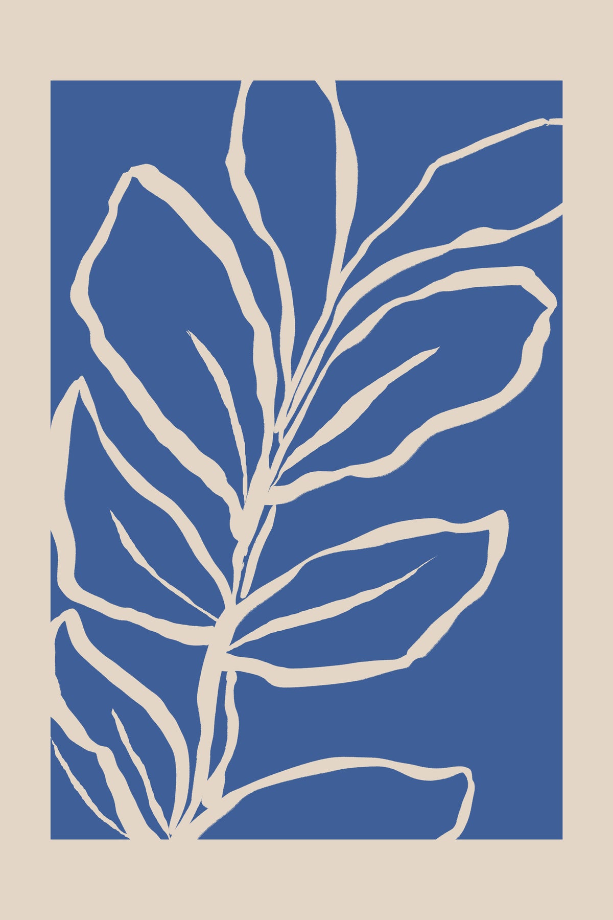 framedposter-print-blue-leaves-on-blue
