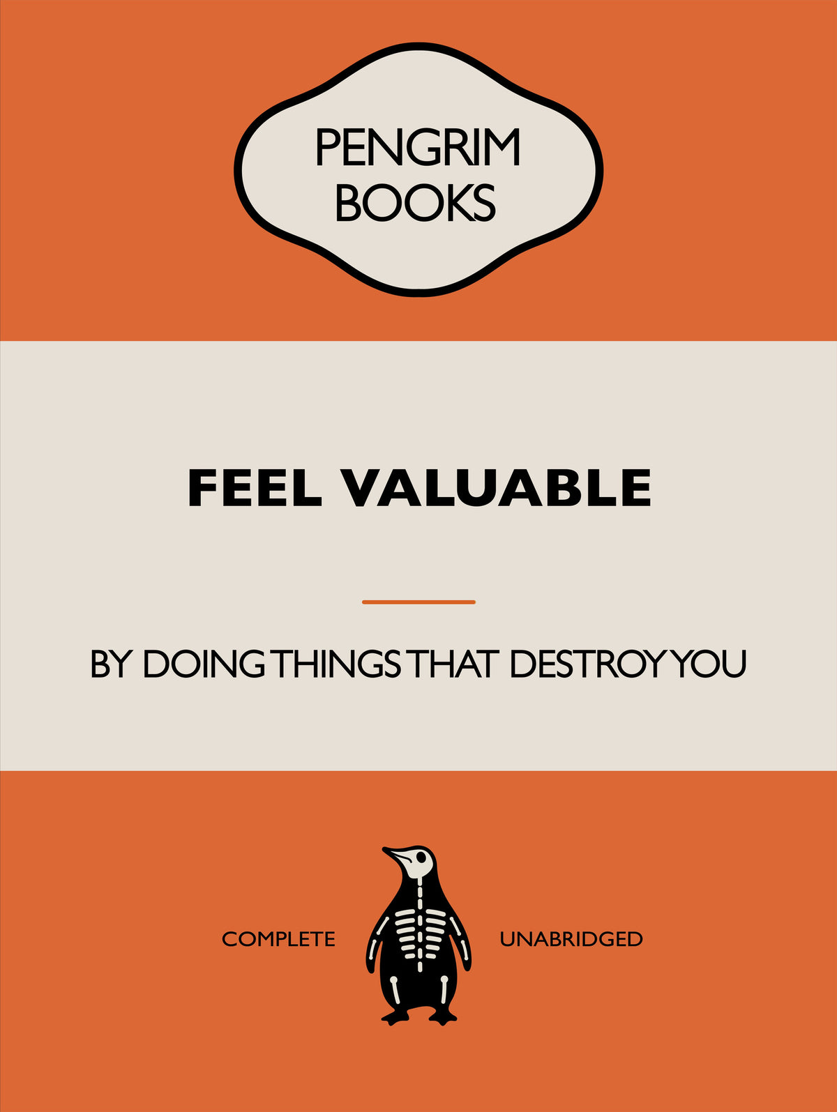 framedcanvas-print-feel-valuable-funny-vintage-book-cover-sarcastic-self-help-orange