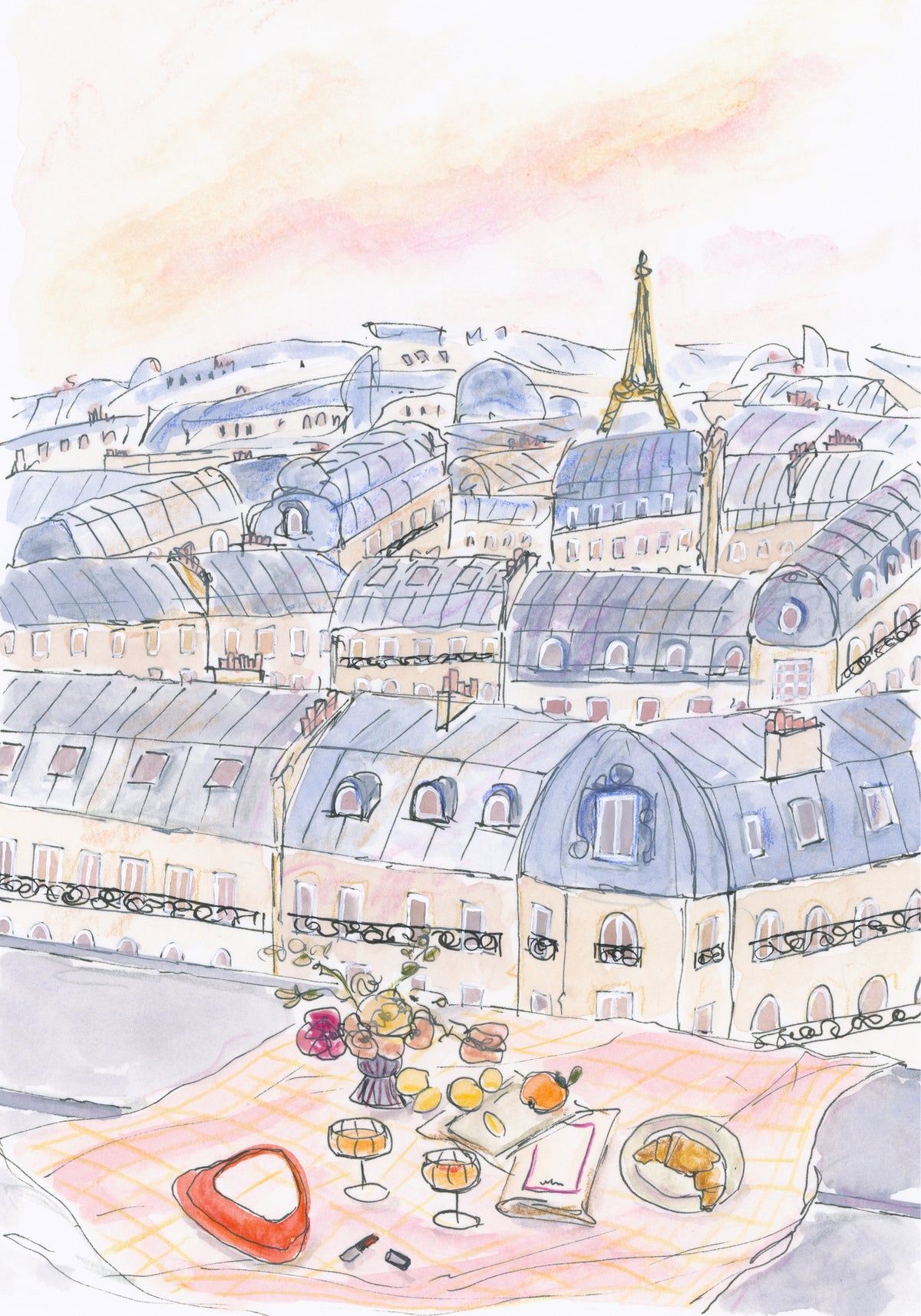 aluminium-print-parisian-rooftop-picnic-with-eiffel-tower-views