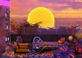 canvas-print-retro-futurism-vaporwave-sunset