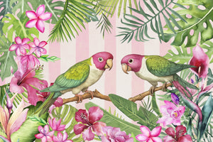 acrylic-print-parakeets-flower-garden