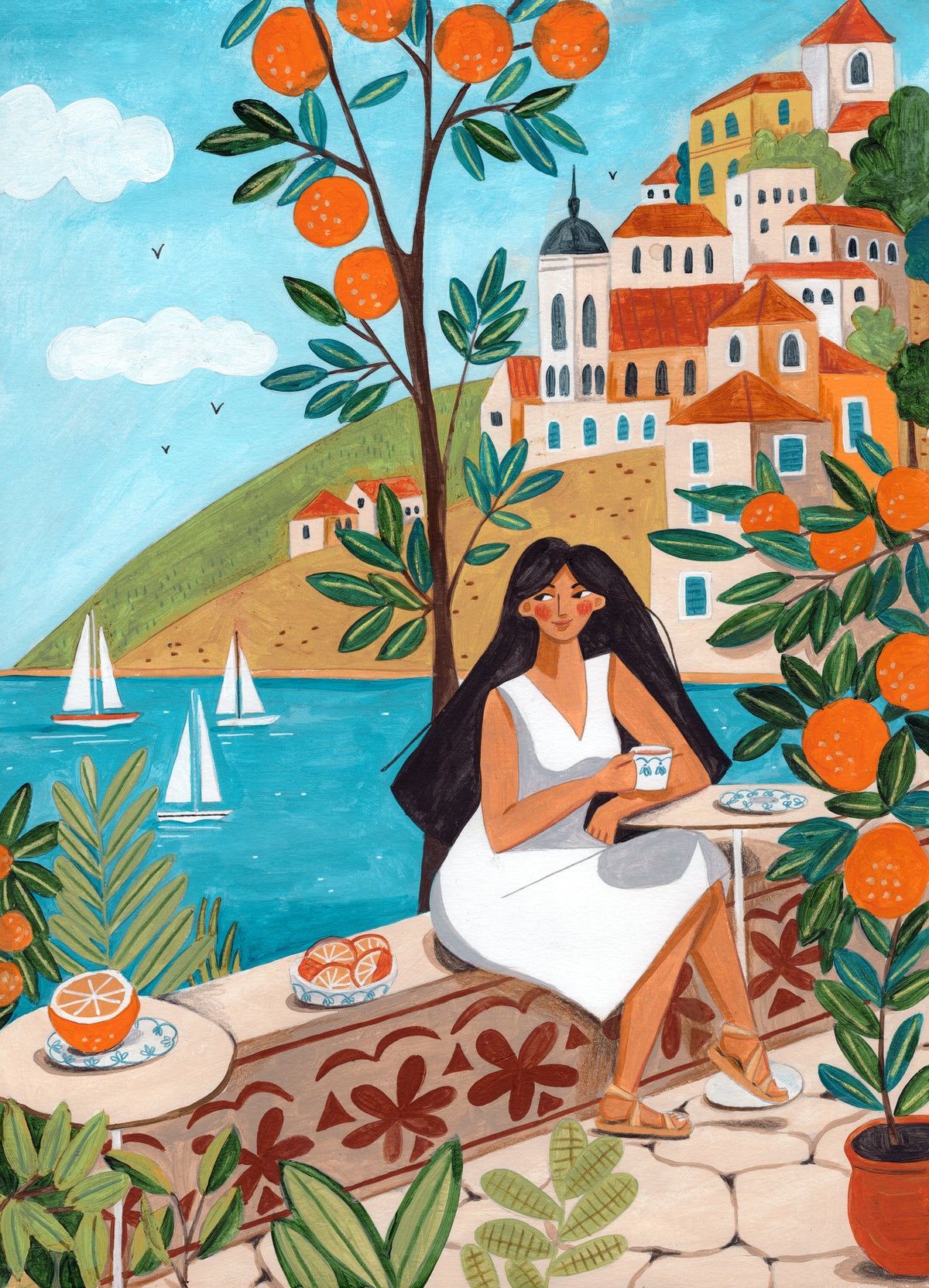 framedcanvas-print-travel-poster-woman-in-mediterranean-coast