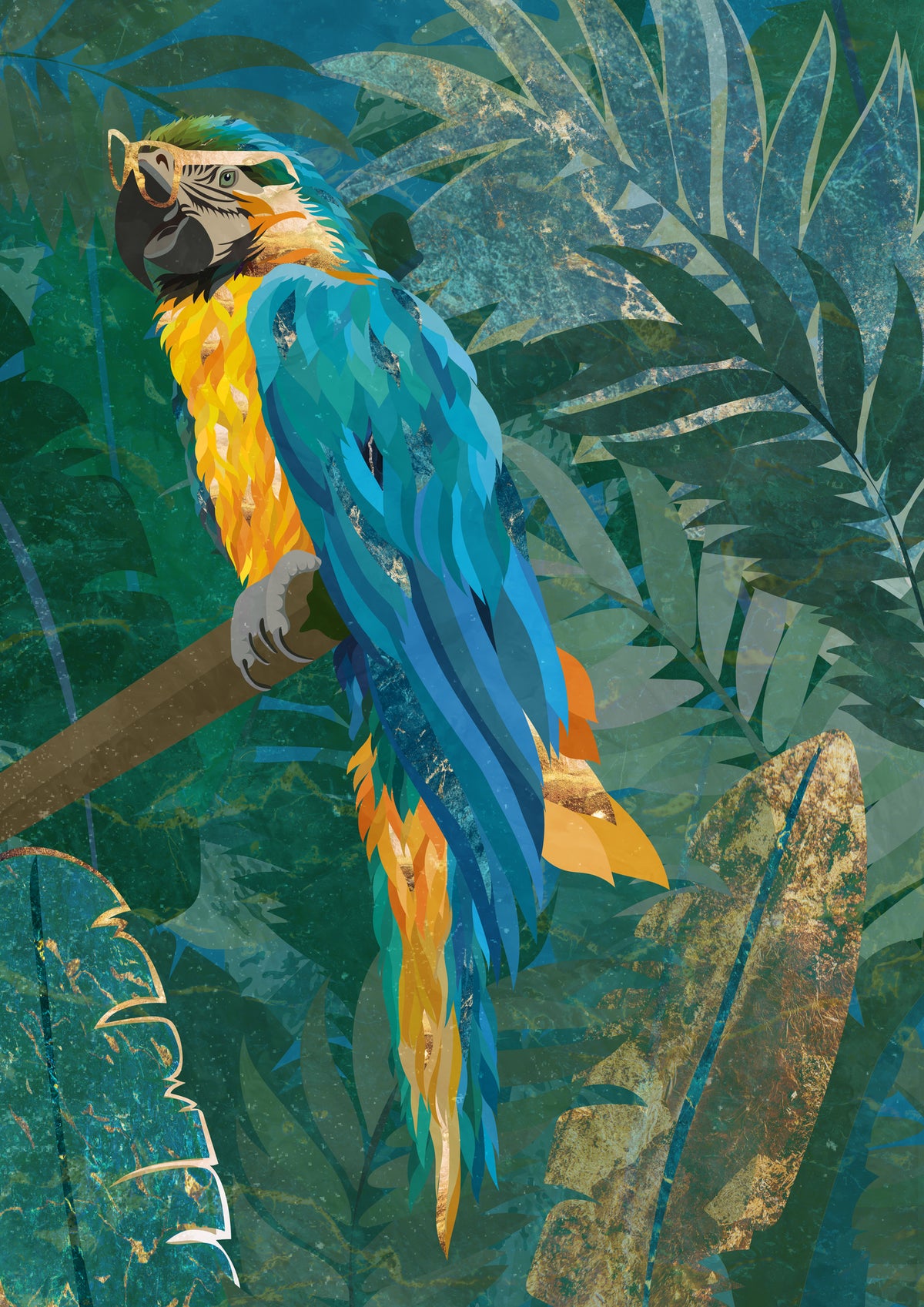 acrylic-print-blue-parrot-in-the-rainforest