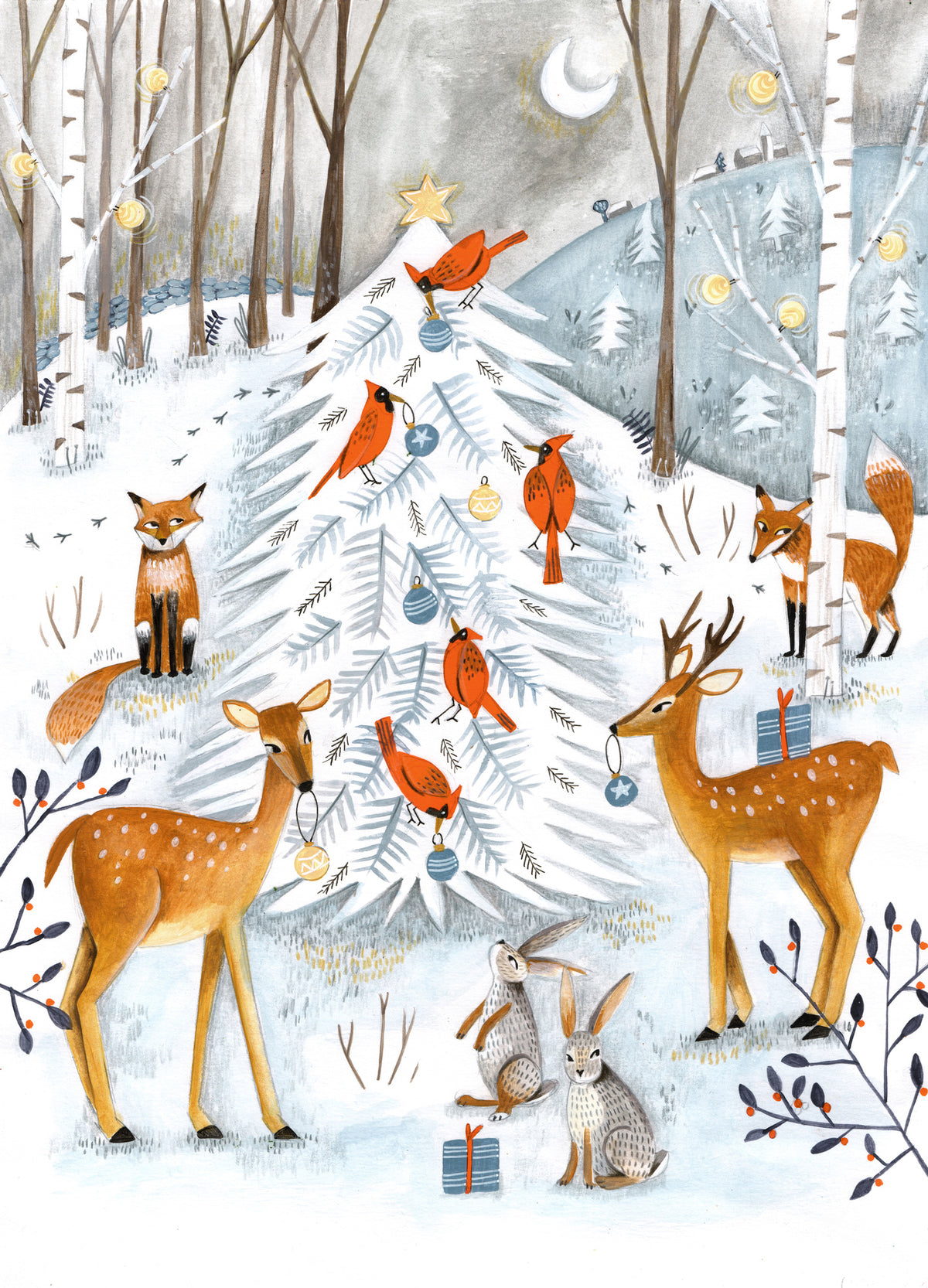aluminium-print-christmas-in-the-winter-animal-forest