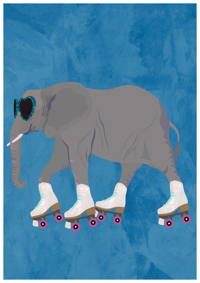 poster-print-rollerskating-elephant