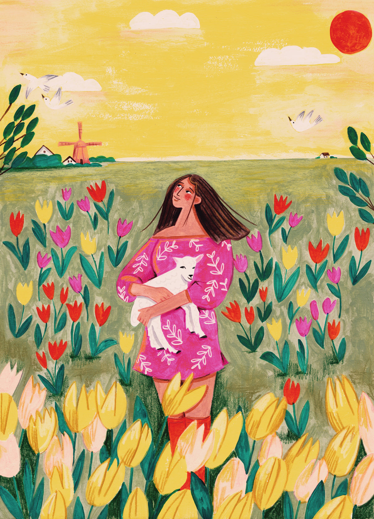 framedcanvas-print-woman-in-spring-tulip-field