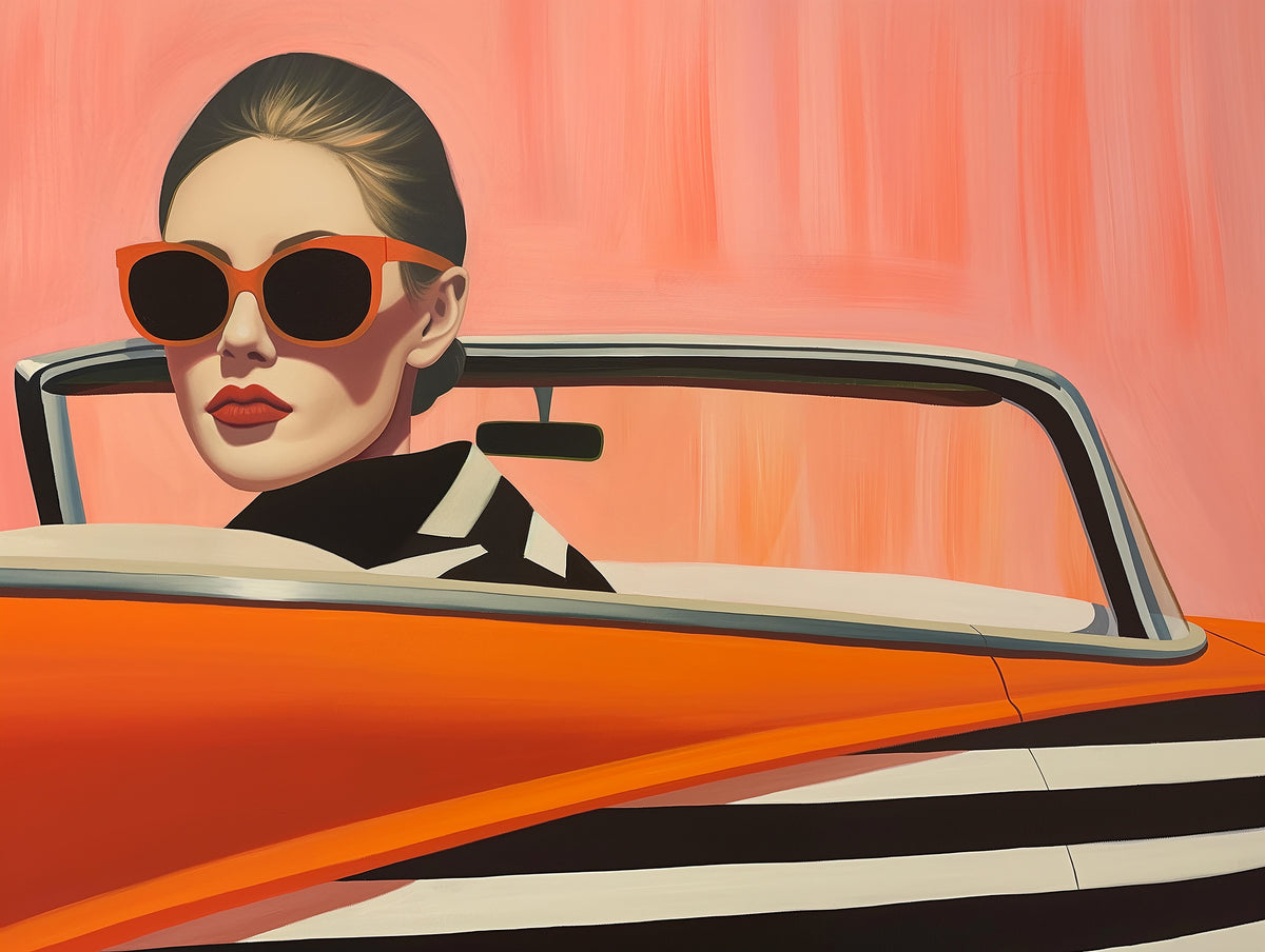 acrylic-print-woman-in-a-cadilac