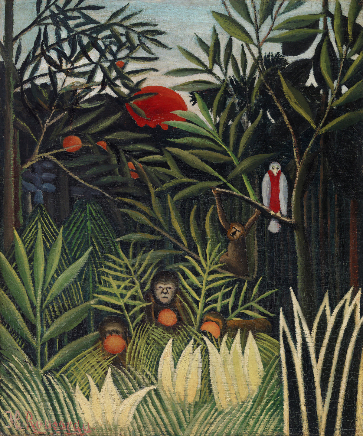framedposter-print-monkeys-and-parrot-in-the-virgin-forest
