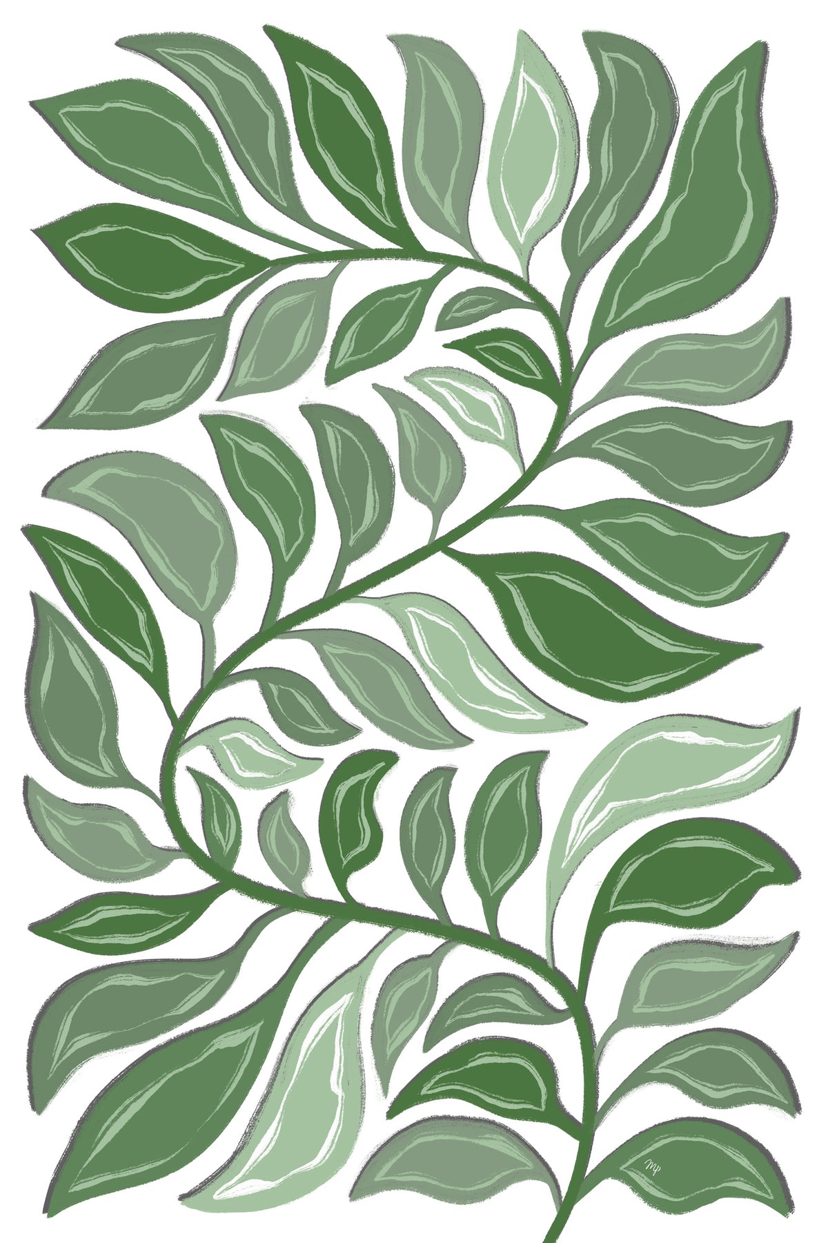 canvas-print-green-leaves-pattern