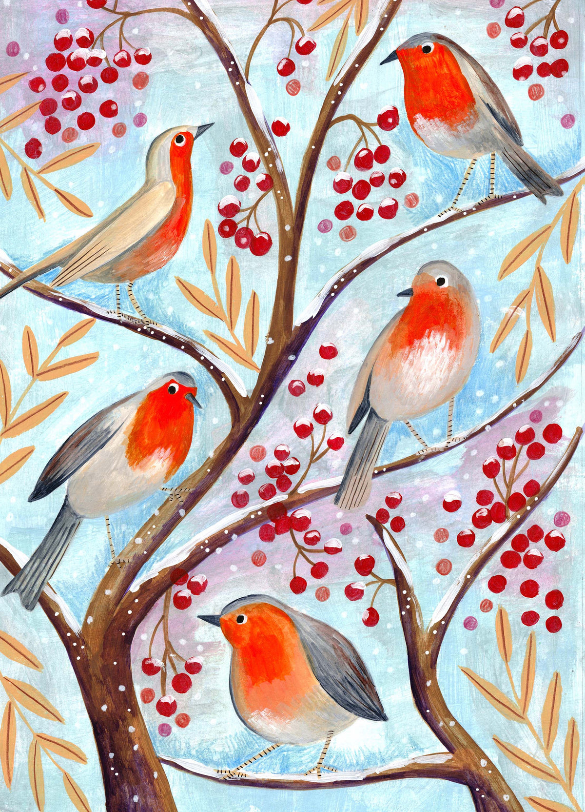 framedposter-print-winter-birds-robins-christmas-snow