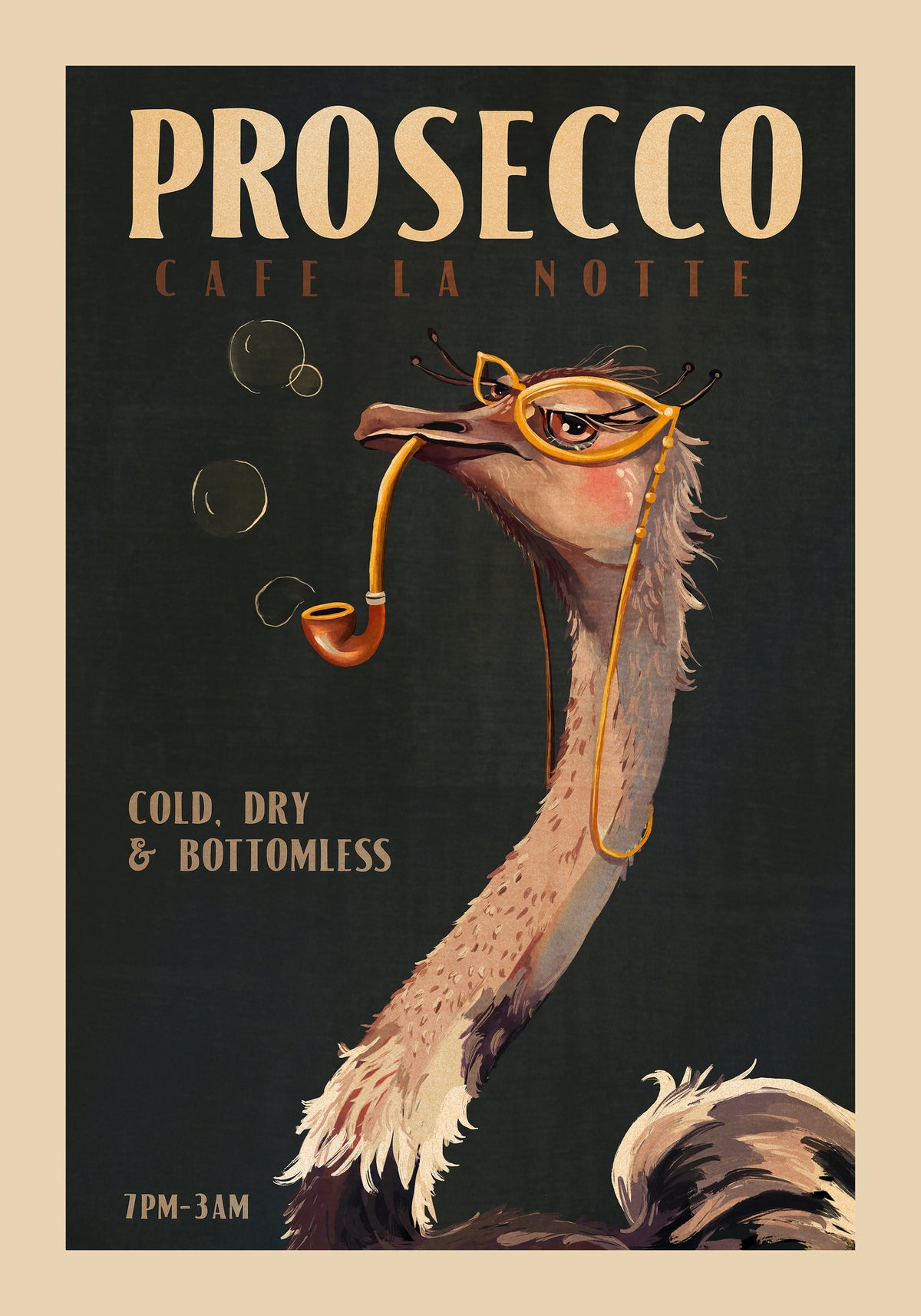 aluminium-print-elegant-ostrich-cafe