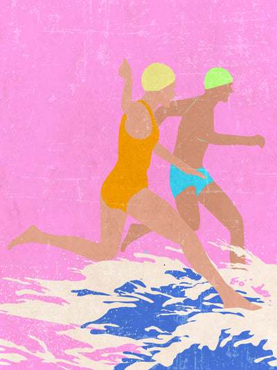 poster-print-running-swimmers-pink