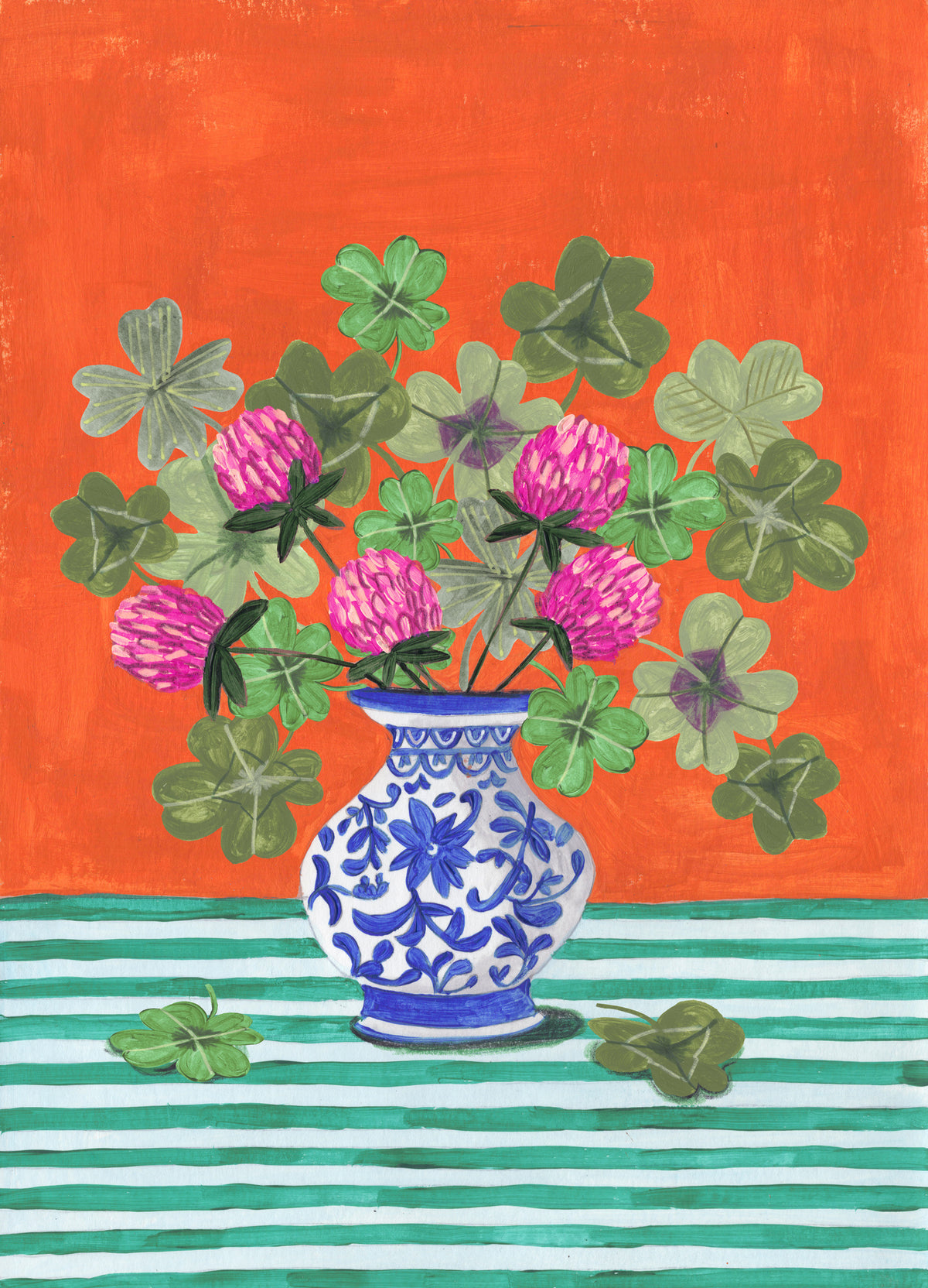 framedposter-print-clovers-and-pink-blossoms