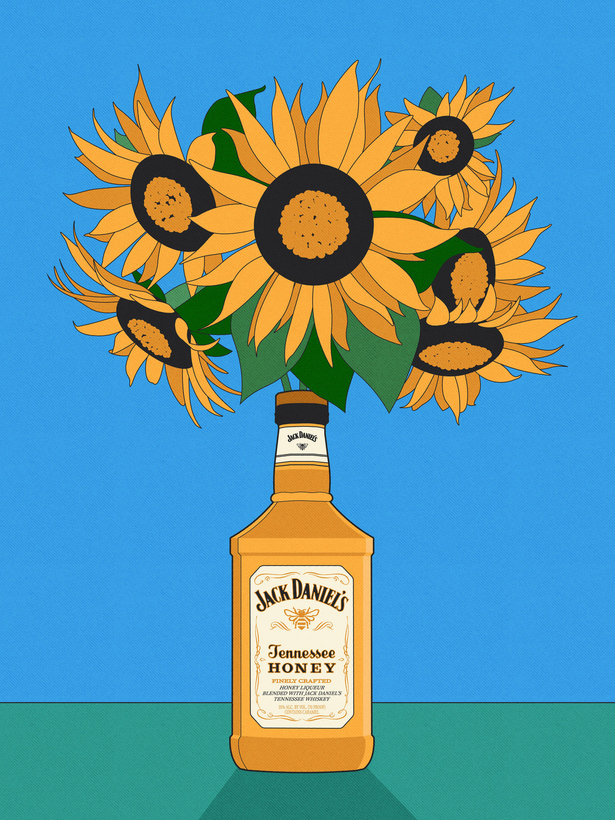 poster-print-sunflowers-in-honey-whiskey-retro-illustration
