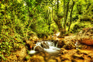aluminium-print-waterfall-in-the-forest
