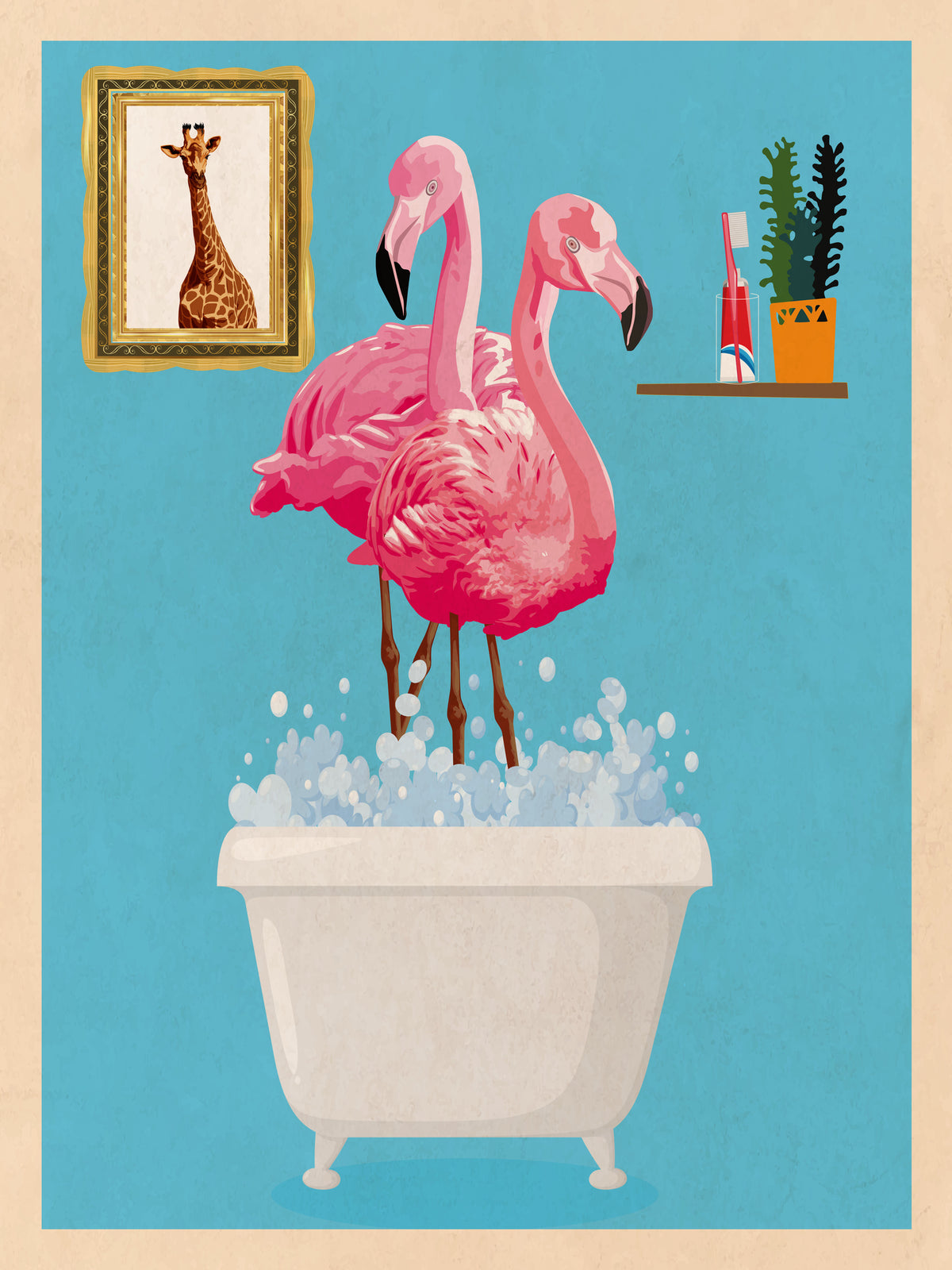 framedposter-print-flamingos-in-bath