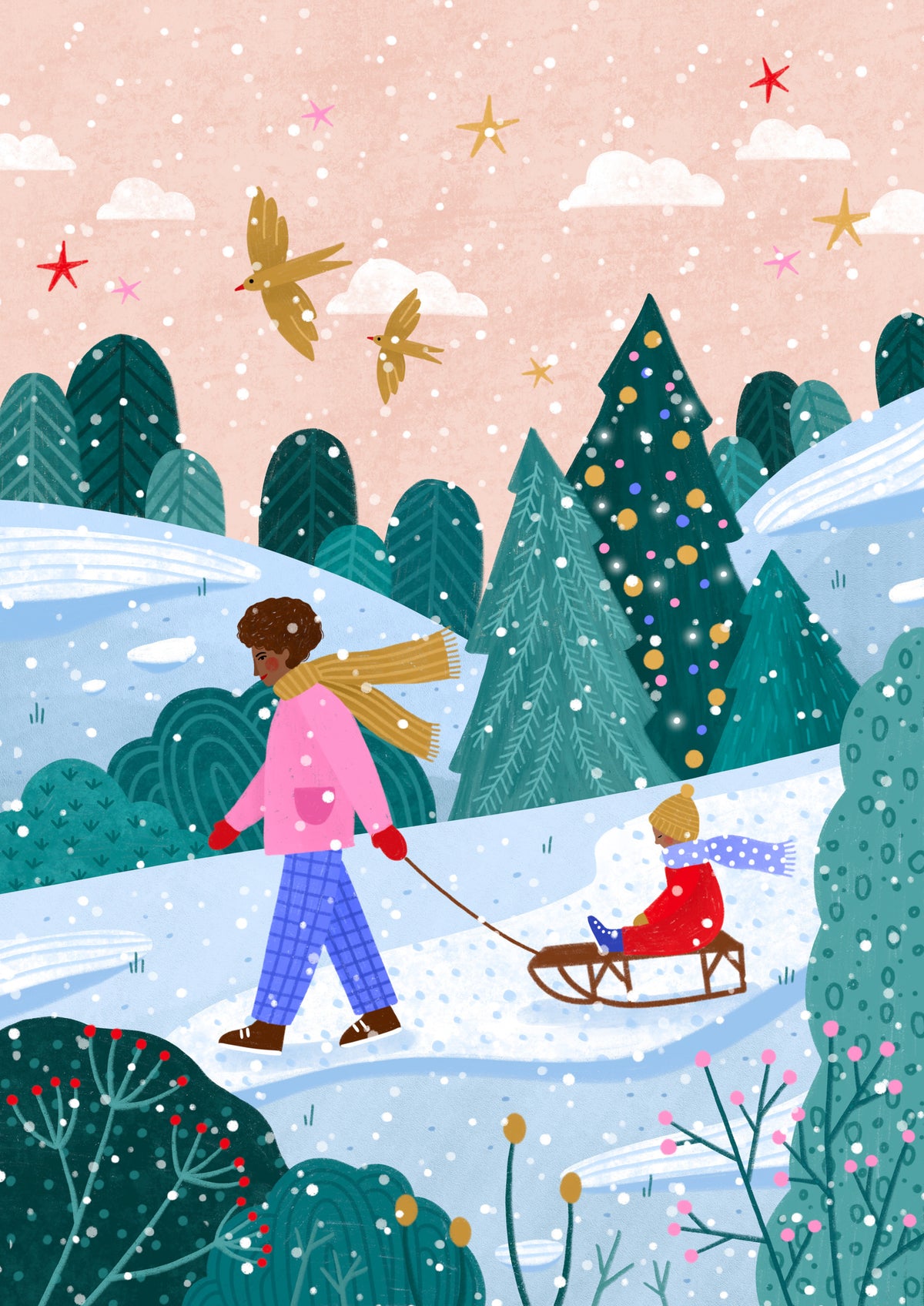 framedposter-print-snowy-sledge-walk