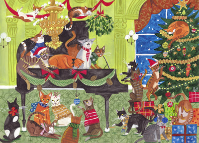 poster-print-cats-playing-piano-christmas