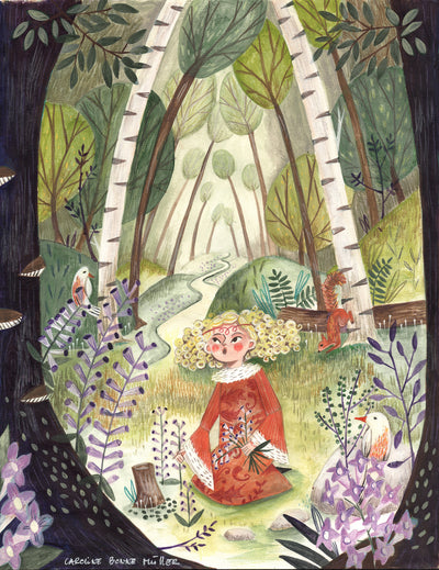 poster-print-princess-in-the-forest-with-flowers