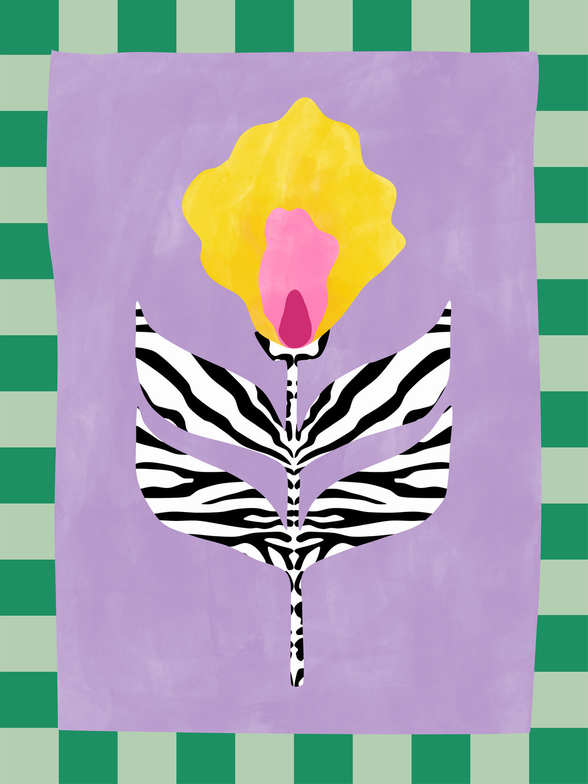 canvas-print-flower-with-zebra-patterned-leaves
