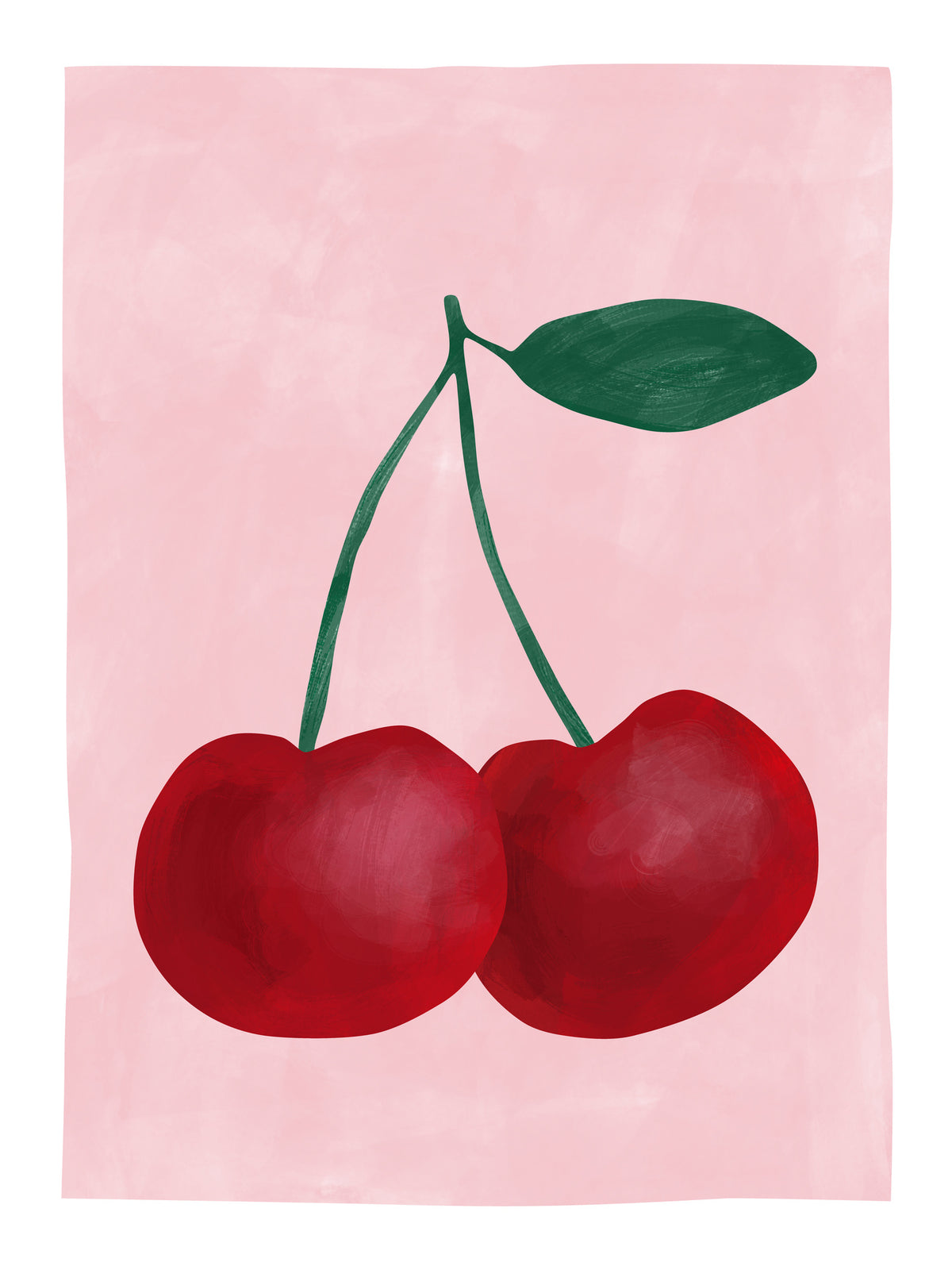 framedcanvas-print-red-cherries-with-a-green-leaf