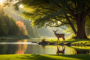 modern-3-piece-canvas-print-deer-in-the-woods-generated-ai