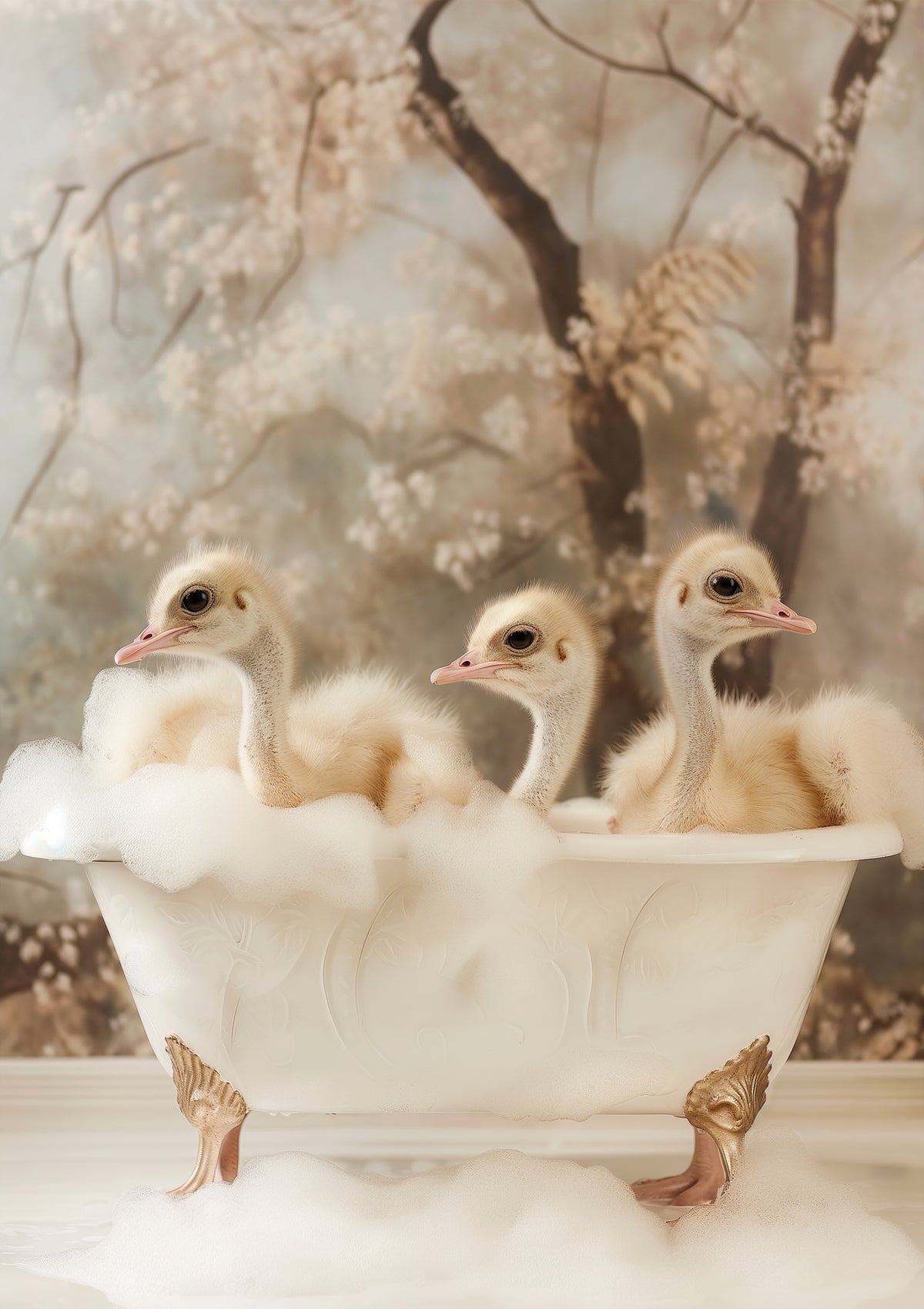 aluminium-print-bubbly-ostrich-trio