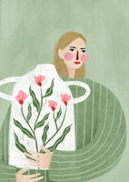 acrylic-print-the-woman-with-pink-vase