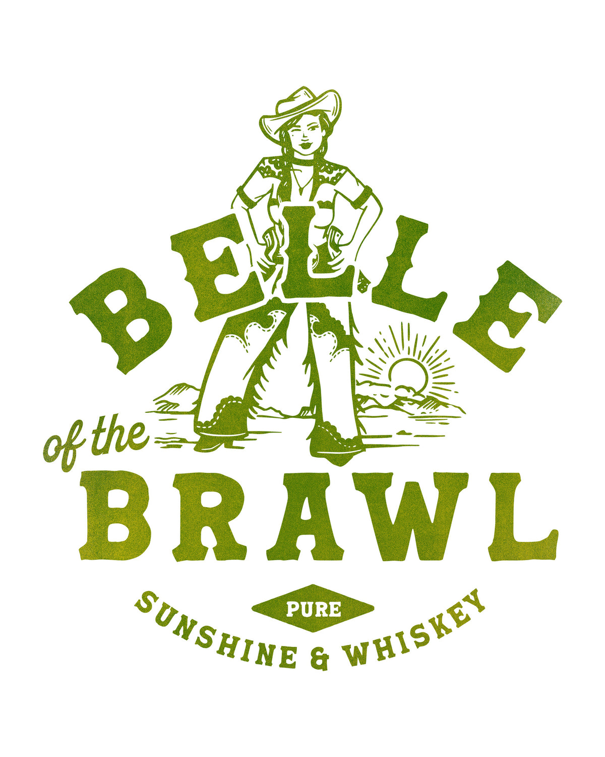 aluminium-print-belle-of-the-brawl-cowgirl-wall-art