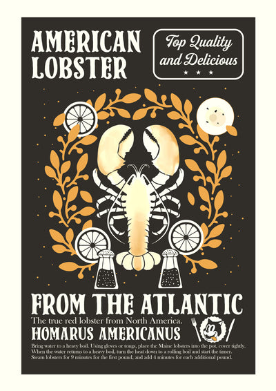 poster-print-retro-lobster-print-black