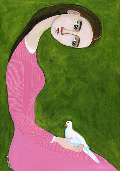 poster-print-girl-with-dove-sitting-with-pink-dress