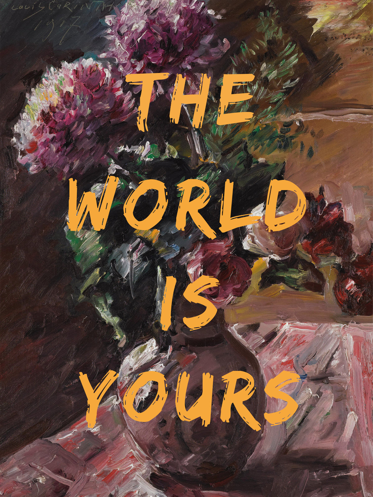aluminium-print-the-world-is-yours-flowers-and-text