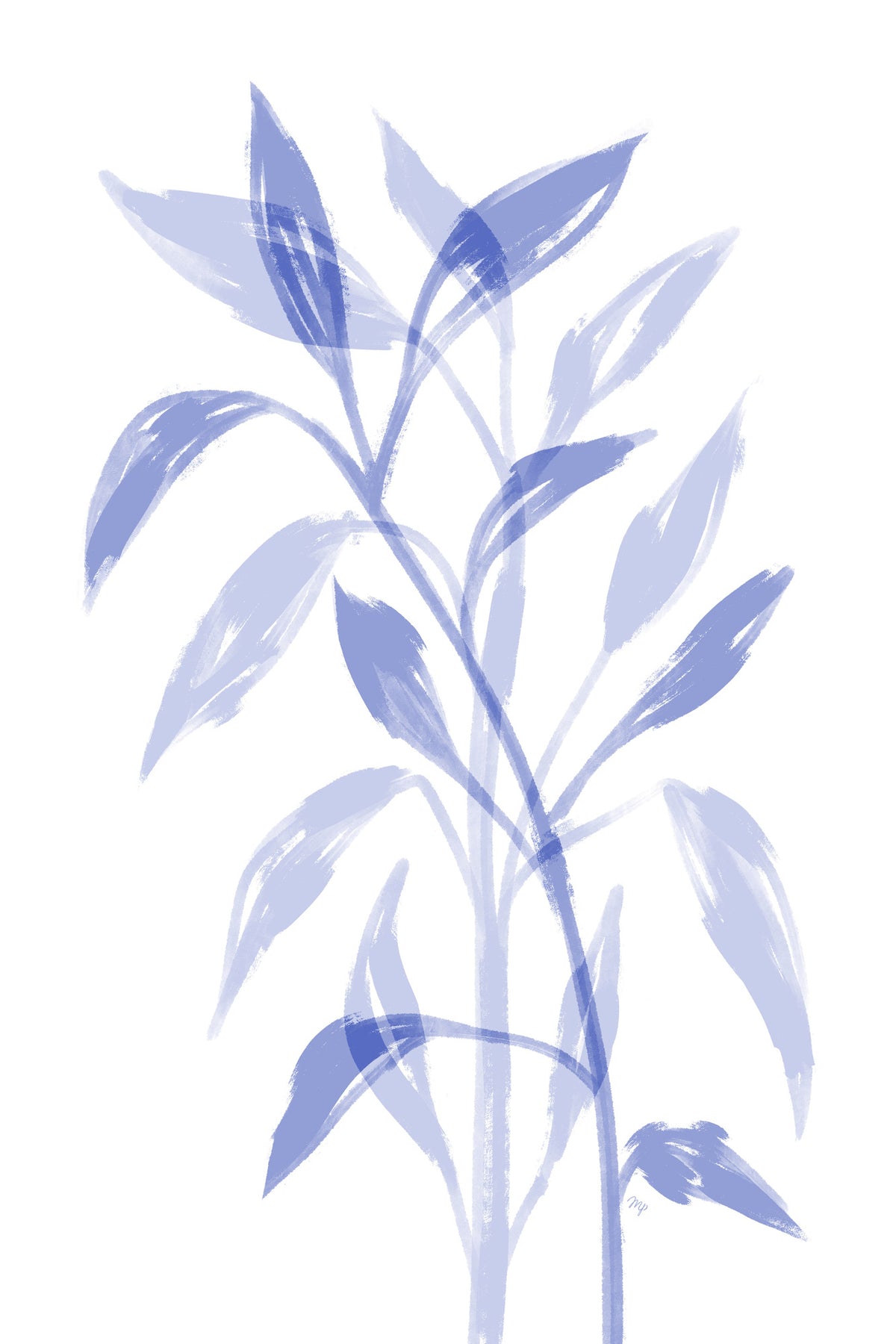 canvas-print-delicate-blue-leaves