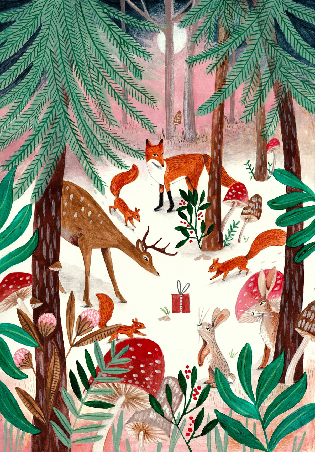 aluminium-print-surprise-in-the-forest-christmas