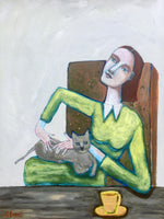 acrylic-print-lady-tickling-grey-cat-in-chair