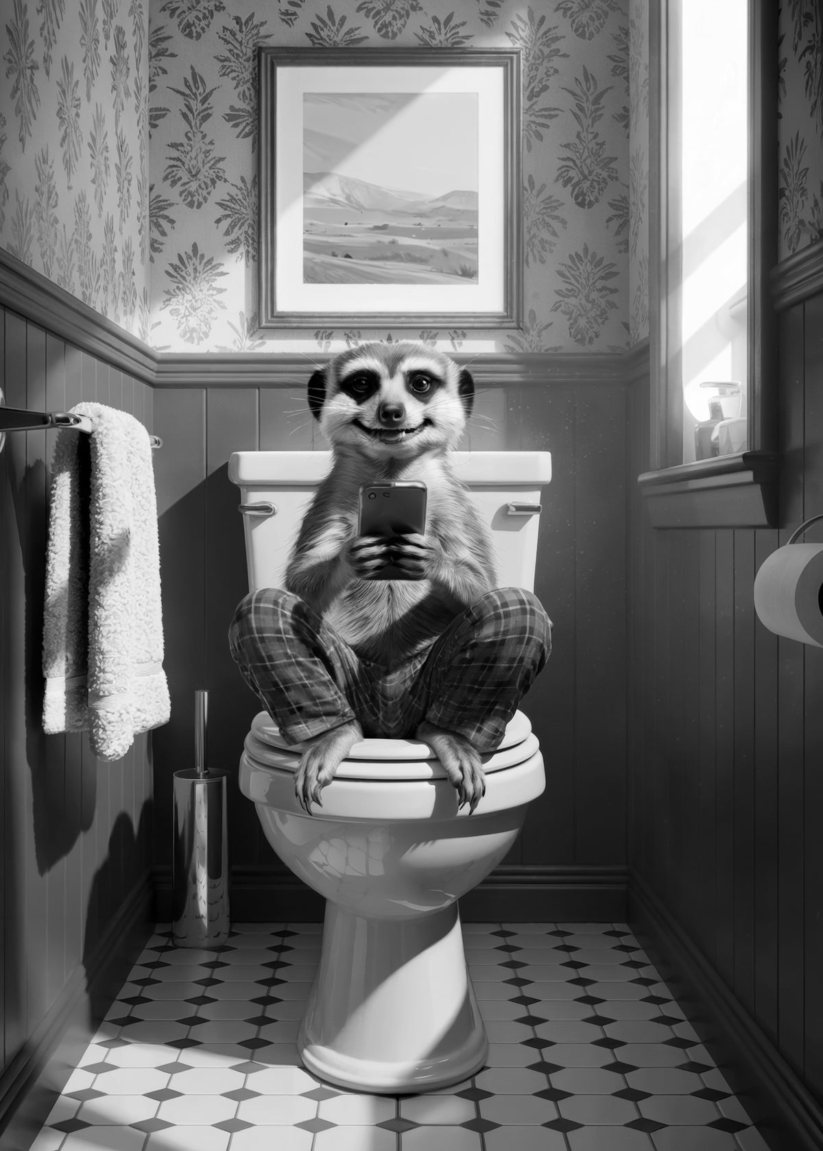 framedcanvas-print-bathroom-meerkat