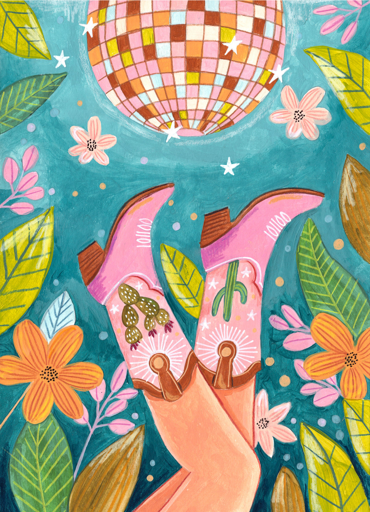 canvas-print-cowboy-boots-and-disco-ball