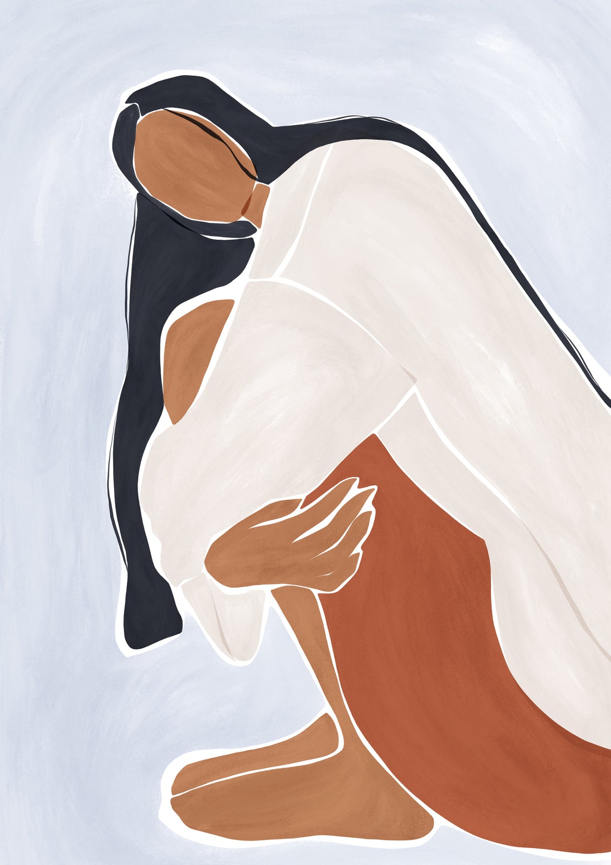 aluminium-print-woman-embracing-herself-print-by-ivy-green-illustrations