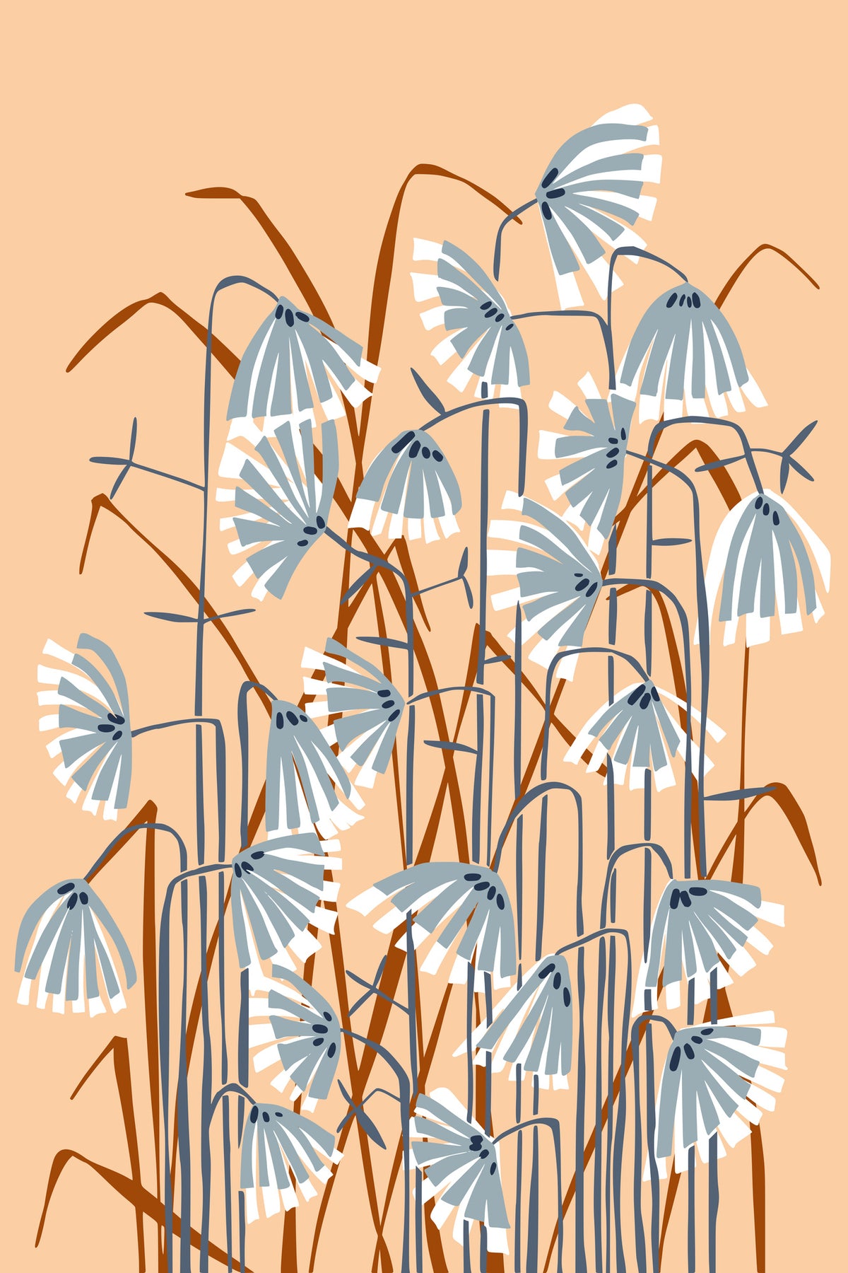 canvas-print-linocut-flower-meadow-peach-fuzz
