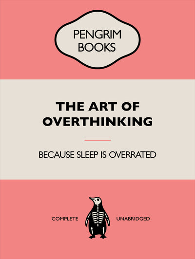 poster-print-the-art-of-overthinking-funny-vintage-book-cover-sarcastic-self-help-pink