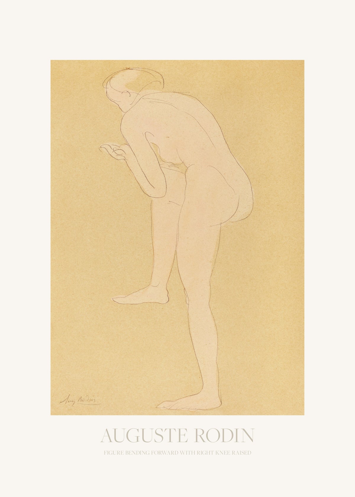 framedposter-print-figure-bending-forward-with-right-knee-raised