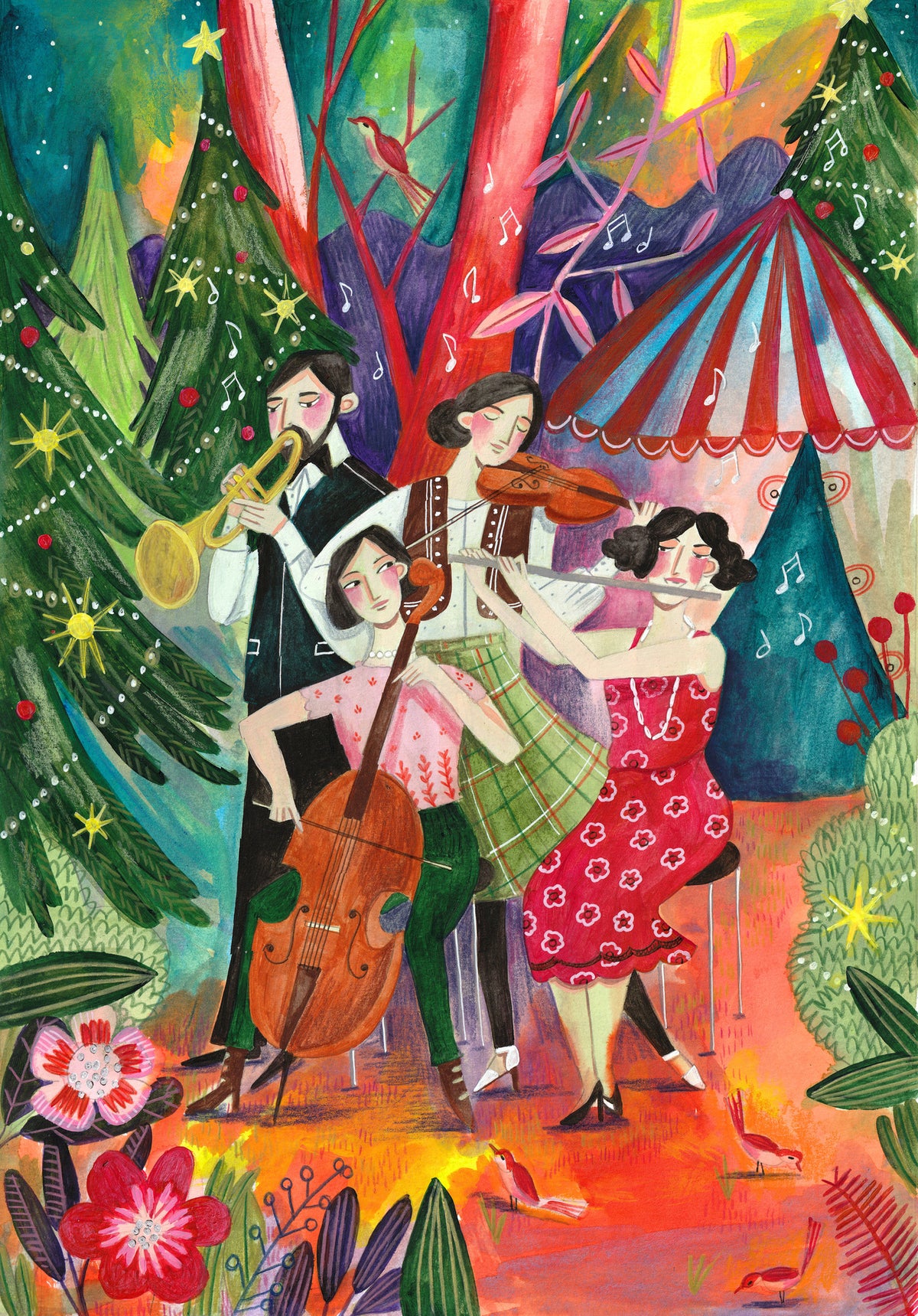 aluminium-print-christmas-music-in-the-forest