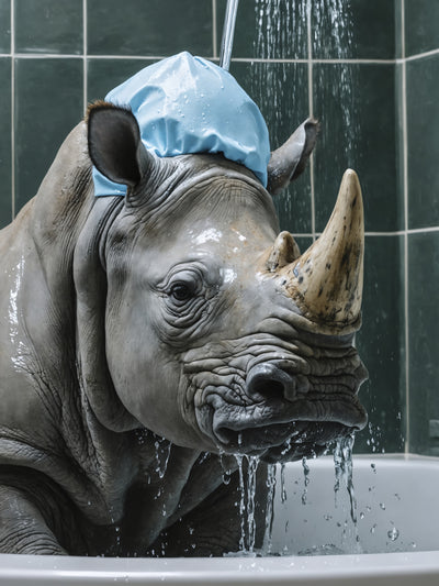 poster-print-rhinoceros-taking-a-shower