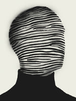 aluminium-print-abstract-head-wrapped-in-black-and-white-stripes
