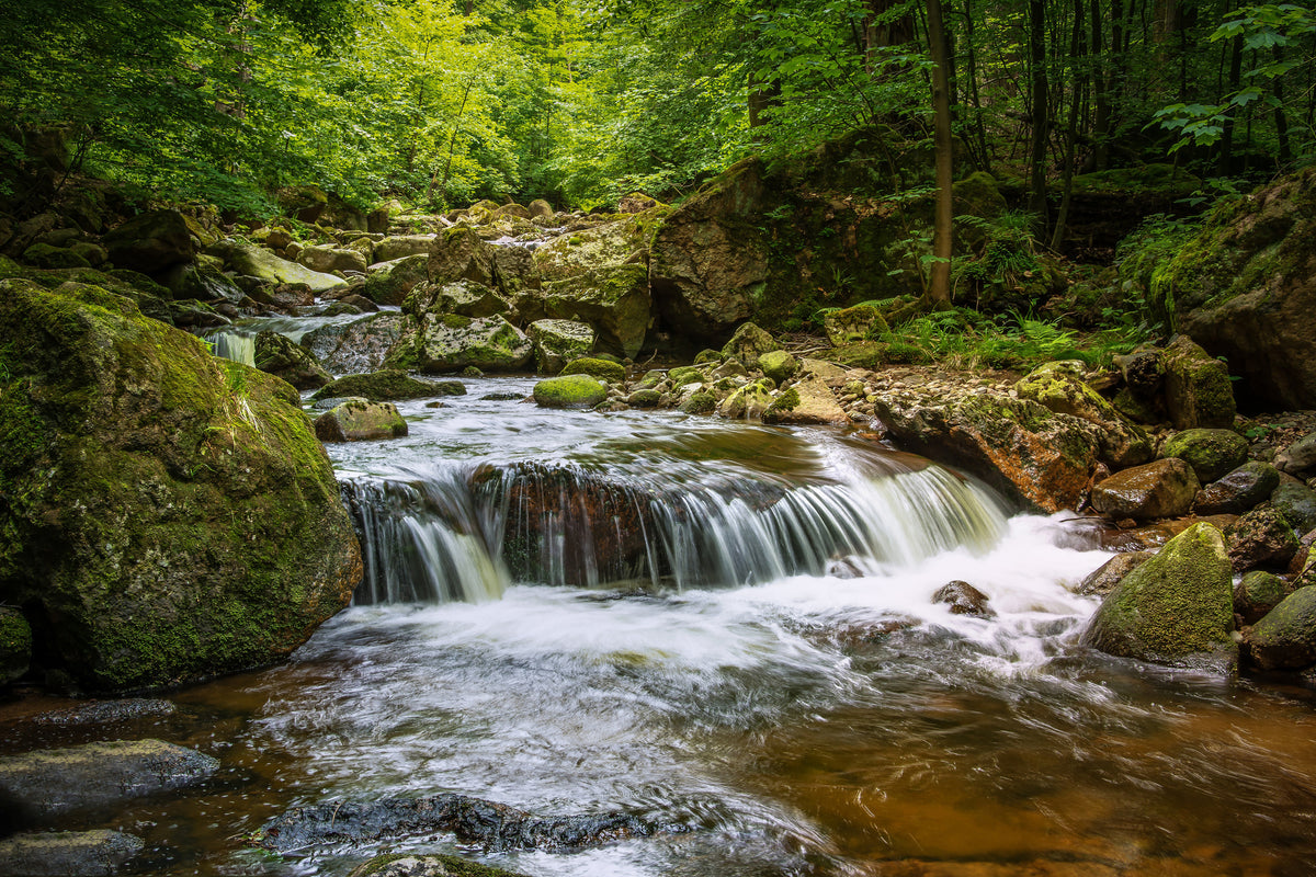 framedposter-print-relaxation-at-the-waterfall-ii