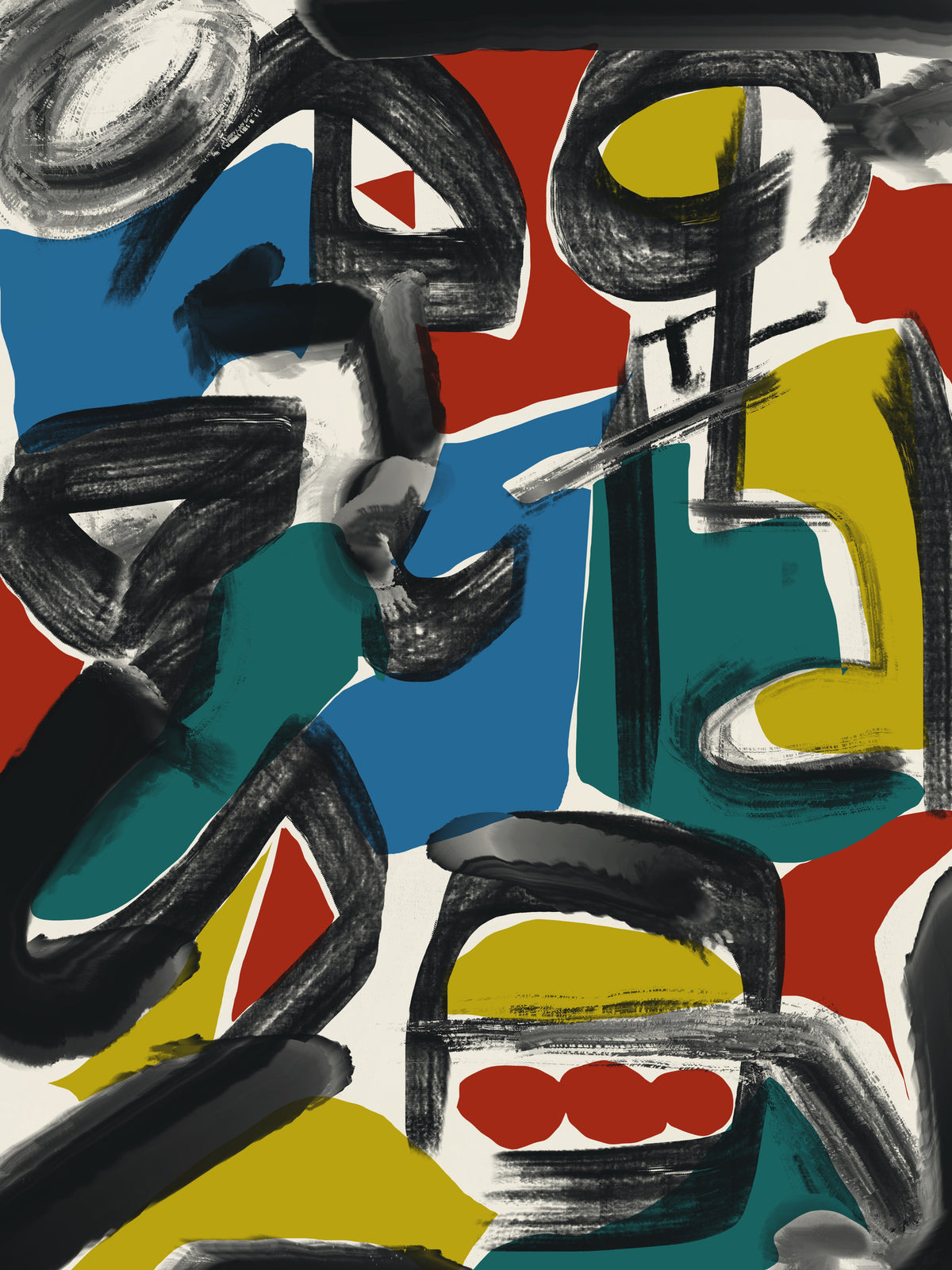 acrylic-print-black-brushstrokes-with-vibrant-blocks