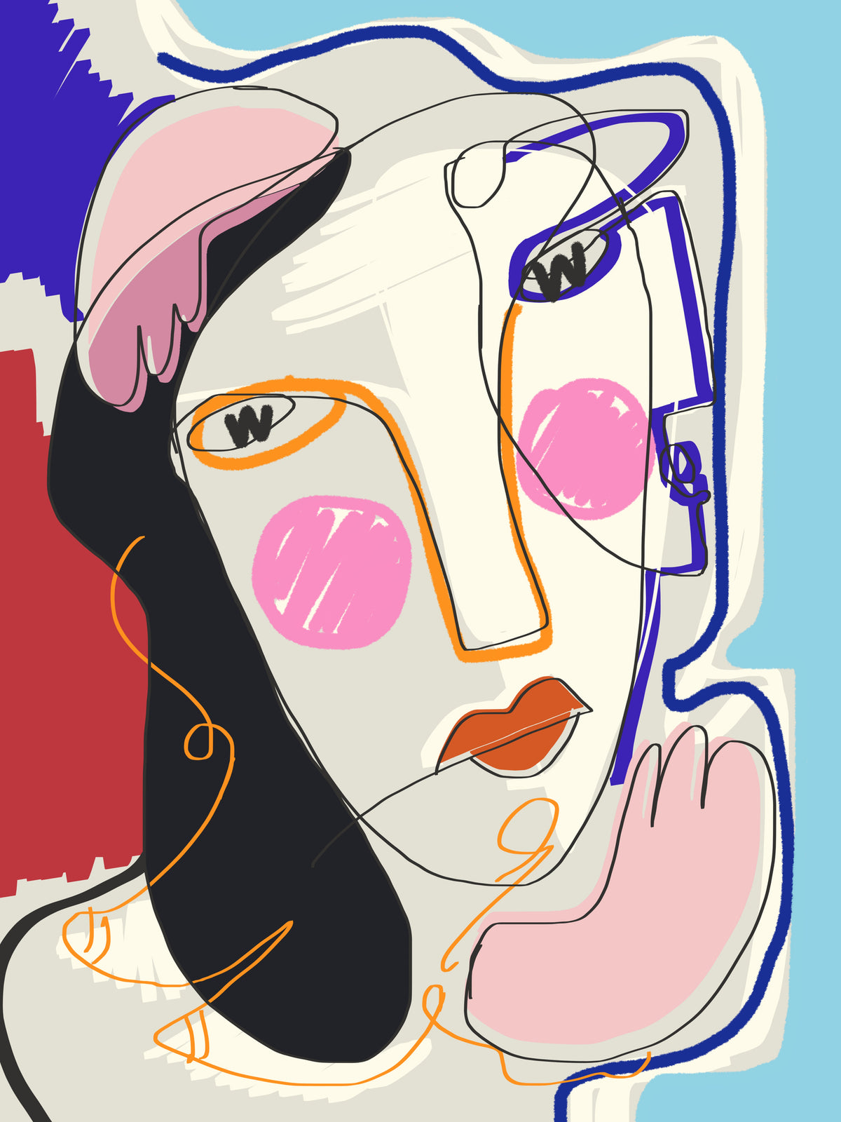 acrylic-print-muse-line-art-portrait